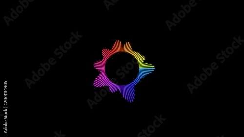Rhythmic Chromatic Sound Waveform Circle Oscillating on Solid Backdrop for Audio Streaming Content 4k video
