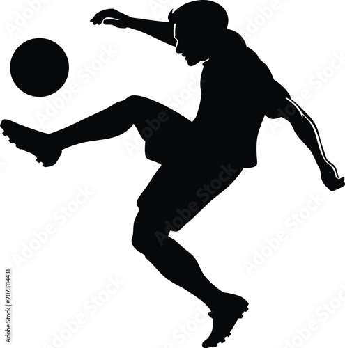 Football Player Silhouette Vector Illustration | Soccer Kick Action Clipart