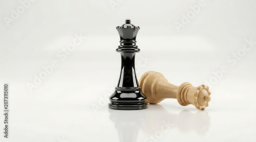 Chess pieces with king and pawns on table