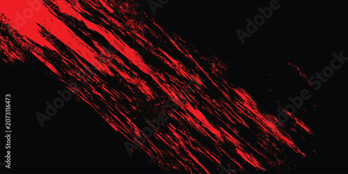 Tableau sur toile Abstract Red Paint Splatter and Brushstrokes on Black Background