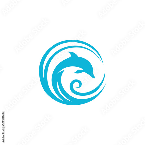 Modern dolphin wave logo with a clean blue aquatic style, perfect for marine, travel, beach, ocean, resort, and eco-friendly brands.