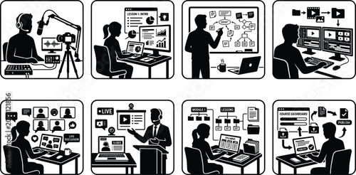 Repair and Maintenance Service Icons Set Featuring Electronics Restoration Appliance Repair Tailoring and Bicycle Maintenance.eps,