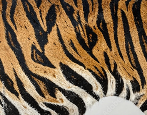 A close-up of a tiger's fur with orange, black, and white stripes