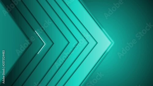 Abstract chevron layers pointing right on a gradient background, modern geometric design with copy space animation