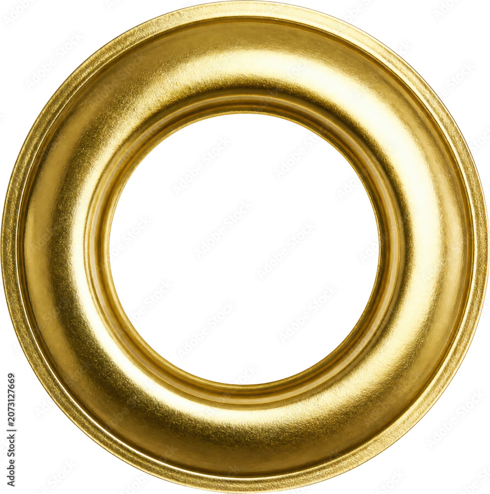 Fototapeta premium Gold metal eyelet grommet isolated on transparent background