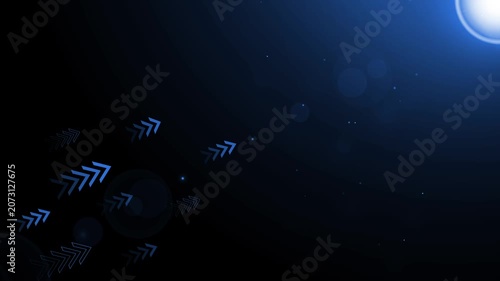 Abstract background with arrows soft light flare and glowing particles showing movement and direction animation