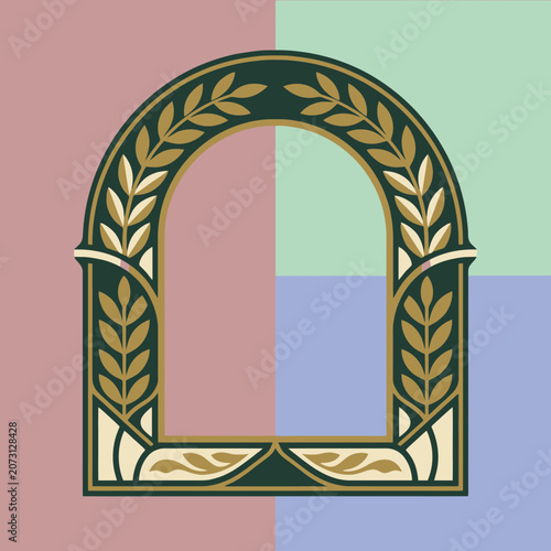 Elegant laurel arch frame on a pastel background
