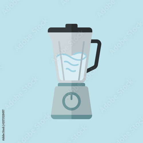 A flat vector illustration of a kitchen blender with liquid