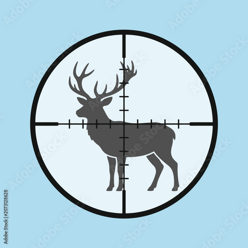 A deer silhouette seen through a rifle scope