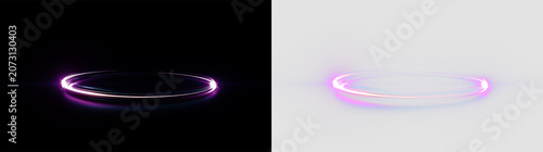 Vászonkép Bright circular light effect on a transparent background during an artistic disp