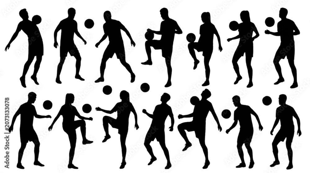 Obraz premium Black silhouette of people walking in line icon set vector illustration