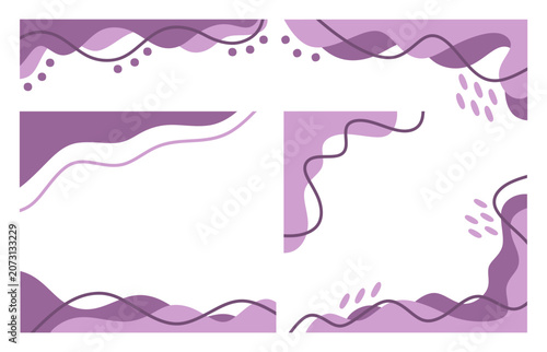 Abstract Purple Organic Shape Design Elements Set