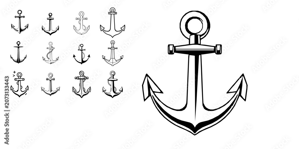 Fototapeta premium Anchor Outline Icon