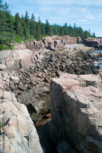 Rocky cliffs along the coast of Acadia National Park