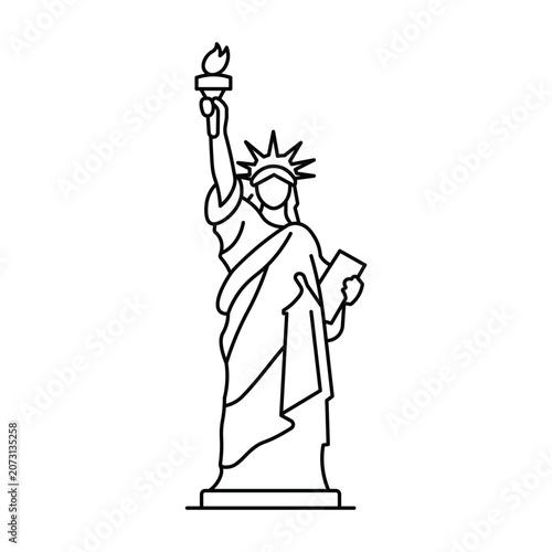 Fotografie Statue of liberty line icon vector illustration