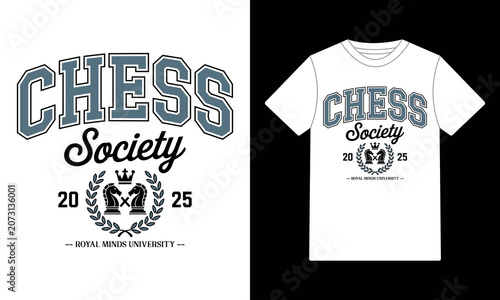 Collegiate varsity chess society university graphic t-shirt design