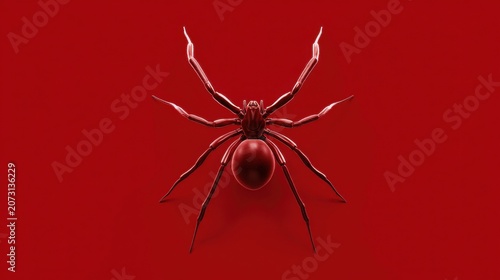 Red Spider on a Bright Red Background Close-Up Detail View