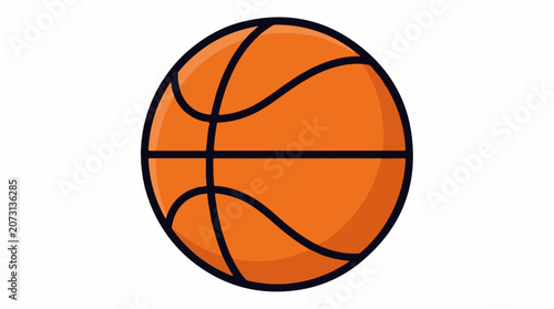 A large orange ball with black lines on a white background