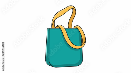A simple cartoon-style teal bag with yellow strap