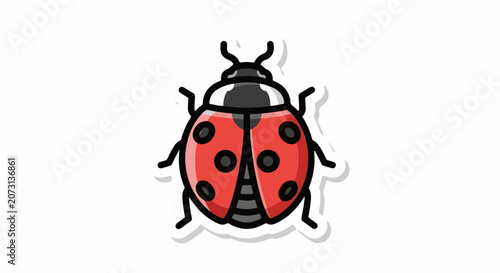 A cartoon-style illustration of a red ladybug with black spots