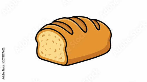 A cartoon illustration of a loaf of bread with a sliced end showing the interior texture