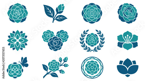 Billede på lærred Collection of various flower designs.