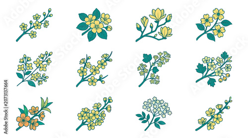 Bild auf Leinwand Collection of various floral designs.