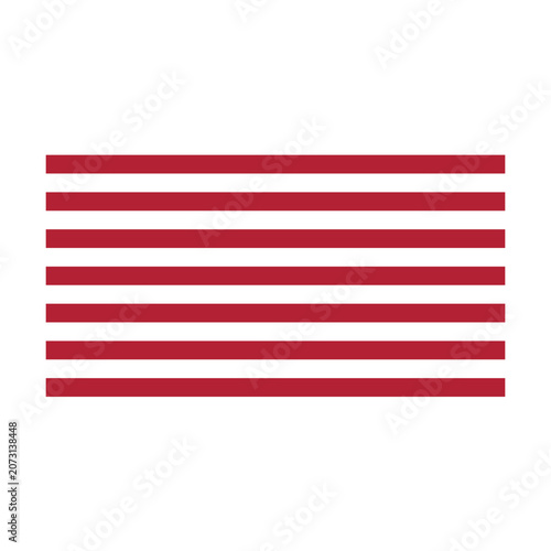13 Stripes Red and White Flag Pattern Icon. Flat vector design representing the 13 red and white stripes of the original American colonies flag pattern.