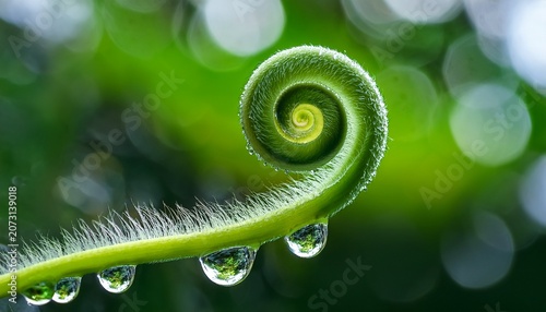 nature s intricate spiral unfurling fresh leaves after rain