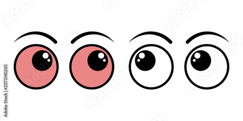 Φωτογραφία Set of cartoon eyes with red bloodshot and clear white pupils bloodshot exhausti