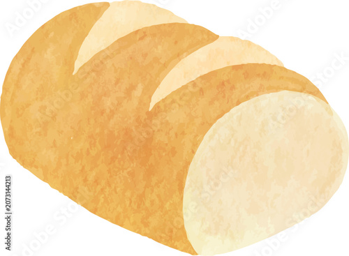 baquette watercolor slice bread breakfast food hand painted