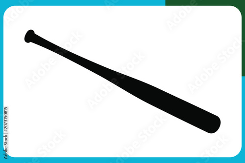 Baseball bat on white background with blue border  sports equipment