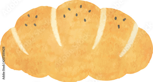 watercolor bread freshly baked black sesame topping