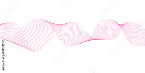 Abstract pink particle wave form flowing on white background with particle abstract background creative illustration composition movement