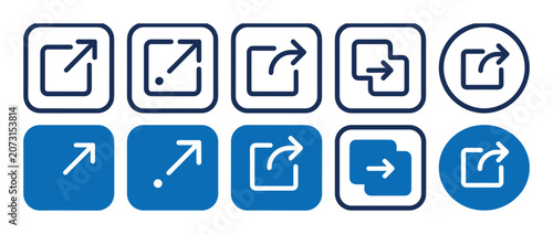 External link icon set with arrows for web interface design elements.