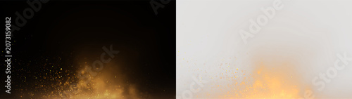 Quadro su tela Bright orange explosion against a transparent background shows particles and dus