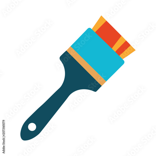Vector illustration of colorful paint brush icon isolated on light background 
