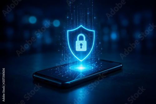 Mobile Cybersecurity Shield Protecting Smartphone Data