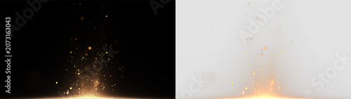 Billede på lærred Bright particles float in a clear space showing light effects and movement in a
