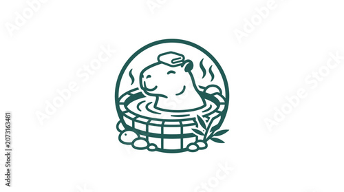 Obraz na plátně Hippo in a hot spring bath.