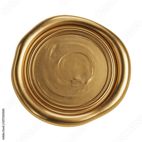 Golden wax seal isolated object