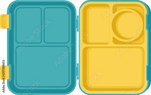 Open lunch box with compartments vector illustration