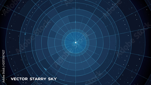 Foto Concentric circle pattern with scattered stars a dark blue vector starry sky bac