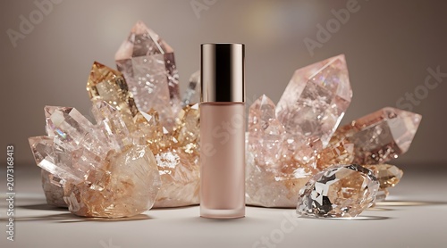Elegant Crystal Infused Beauty Product Display.