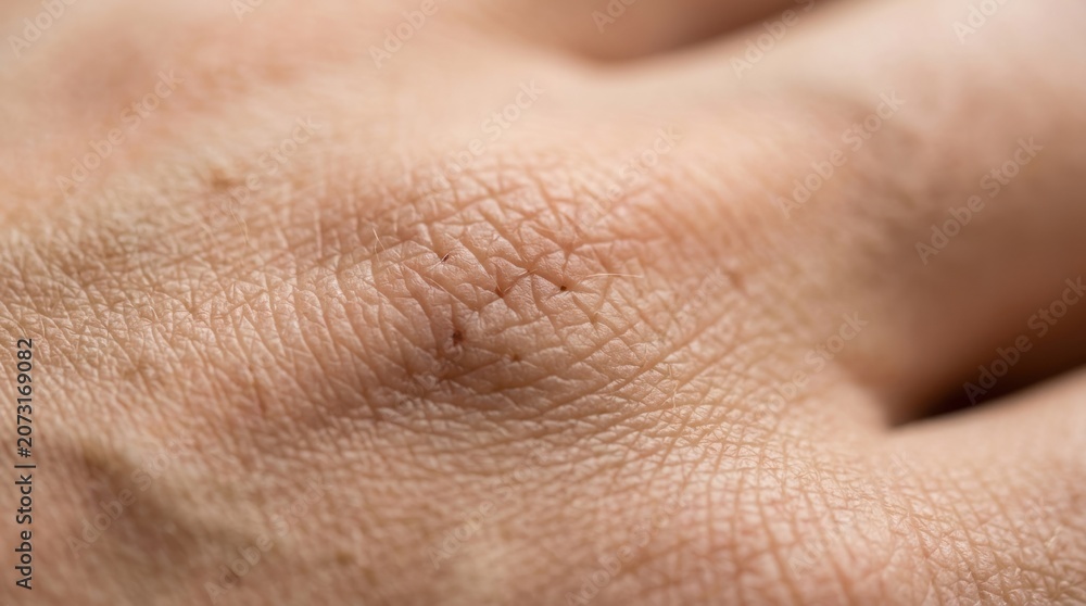 Fototapeta premium A close-up of a human hand with visible veins and a small, dark spot on the skin.