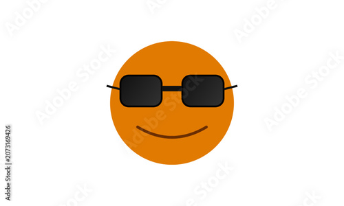 Cool Smiley Face Emoji with Sunglasses Minimalist Cartoon Icon