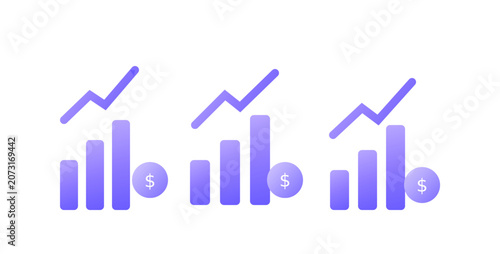 Growth Charts Icons Set for Business Analytics Progress and Success Visualization