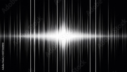 Abstract sound wave digital audio pulse on black background
