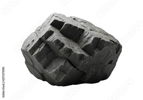 Geological Rock Formation with Geometric Carving during Studio Lighting Isolated on transparent background
