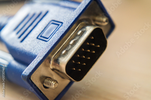 A close-up of the old VGA connector
